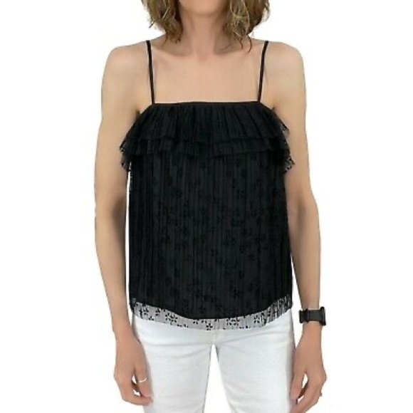 J. Crew Black Pleated Lace Fluttery Cami - Picture 10 of 10
